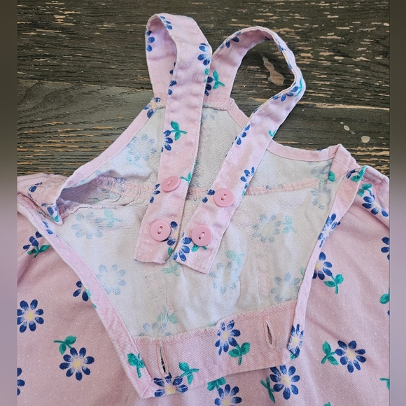 Vintage OshKosh B'Gosh Girls Flower Overall Dress Size 24m Made in USA - Picture 12 of 16